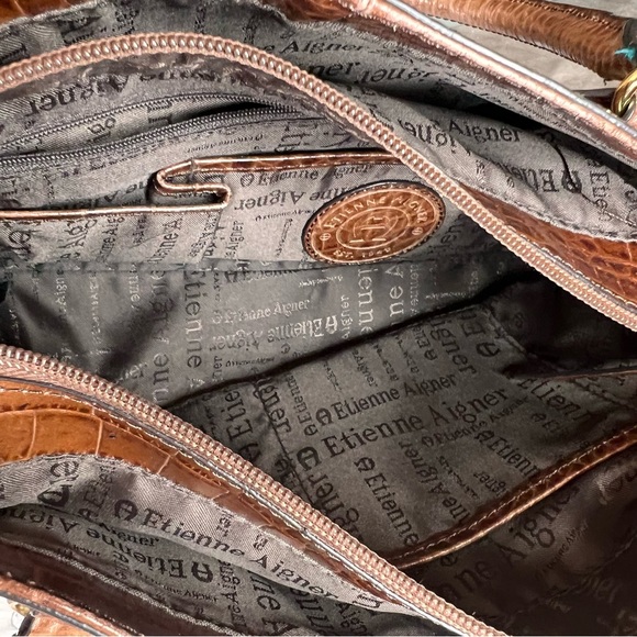 Etienne Aigner Brown Alligator Bag - Picture 9 of 15